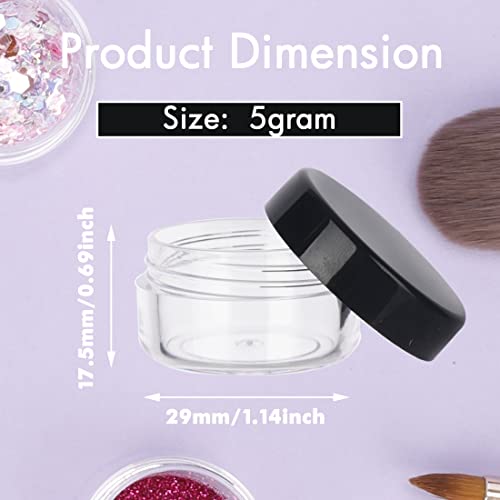 5 Gram Sample Containers with Lids, 50 Count 5ML Sample Jars, Empty Cosmetic Containers with Lids, Small Makeup Travel Containers for Glitter, Lotion, Cream, Beads, with Labels, Mini Spatulas3