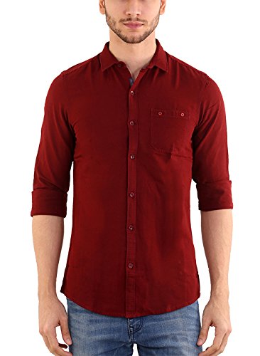 Sleeve Maroon Color Plain Shirt 