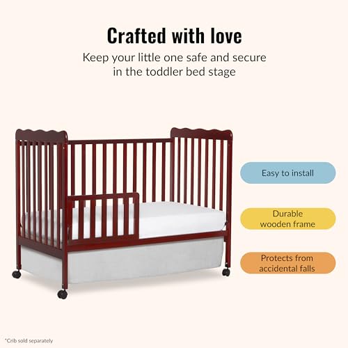 Image of Dream On Me Toddler Guard Rail for Convertible Crib, Solid Wood Bed Rail for Toddler Bed Conversion, Cherry