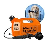Mud Daddy Dog Washer - Portable Paw Cleaner with Bath Brush, Shower Hose Attachment, and 1.3 Gallon (5L) Capacity in Orange