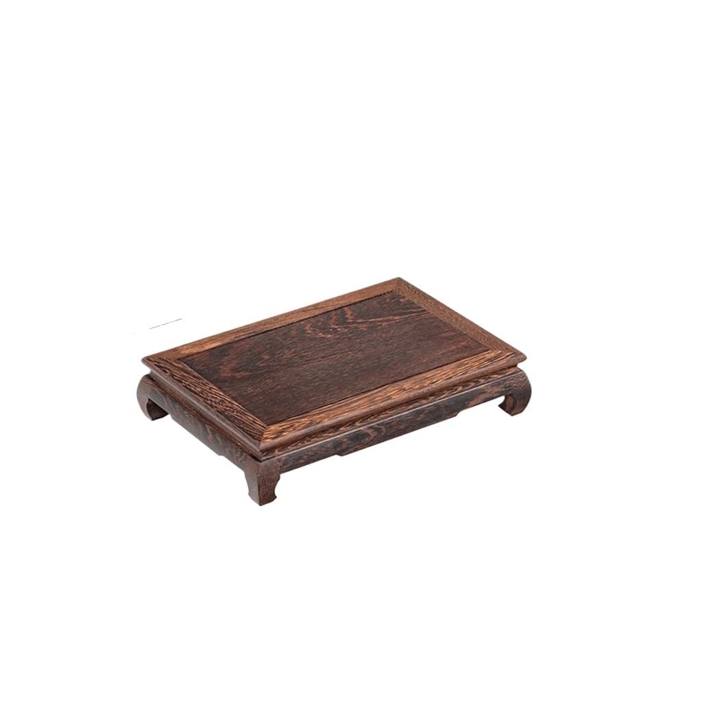 MPOPO Bonsai Pedestal Rectangular Solid Wood Base Flower Pot Fish Tank Buddha Statue Teapot Handicraft Ornaments Mahogany Bracket Vase Display Stands Pedestal Base