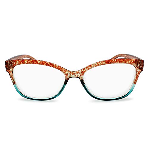 2SeeLife Tortoise Shell Cat Eye Reading Glasses for Women l Tortoise Turquoise, 1.00