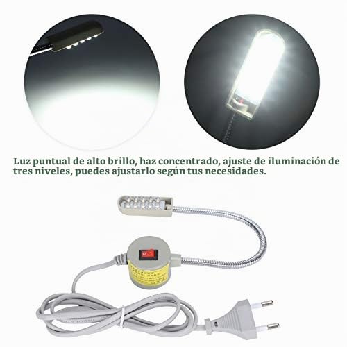 Lámpara LED para Máquina de Coser con Base Magnética, 2 Unidades, Brazo Flexible, Ahorro de Energía, para Trabajos de Costura
