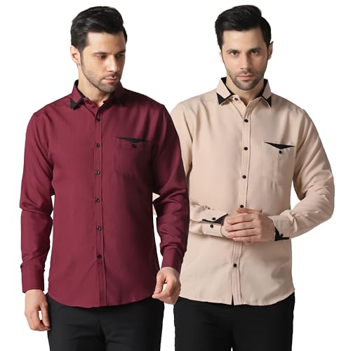 Image of TAGDO Men's Full Sleeve Shirt | Pocket Design and Spread Collar Shirt for Man (2054)