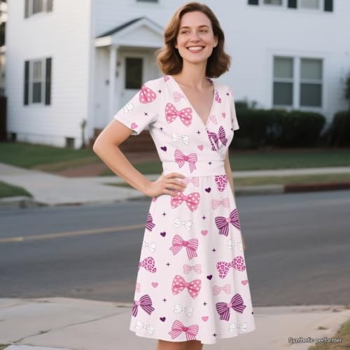 Image of Women's Summer Dresses Short Sleeve Formal Dresses with Pockets