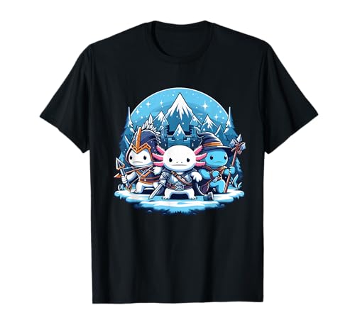 Lindo Kawaii Axolotl Divertido RPG Juego de Fantasía Mascota Amante Dragón Camiseta