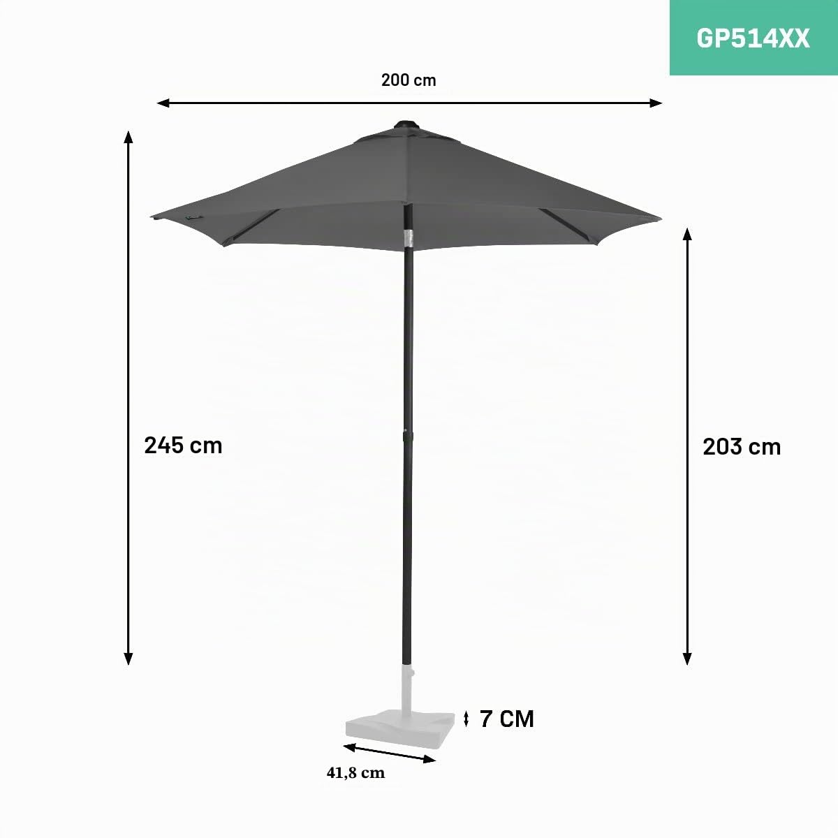 VONROC Parasol Torbole Ø200cm - Premium - Parasol Petit & Rond - Installation Facile Appuyer pour Ouvrir - Protection UPF 50+ - Housse Incluse - Idéal pour Plage, Terrasse, Jardin