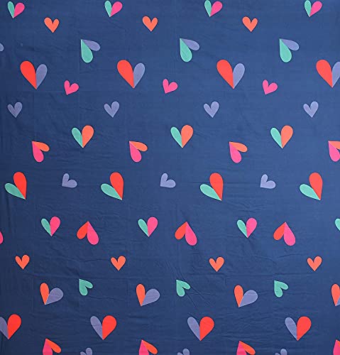 Image of Microfiber Fabric 8Pcs Diwan Blend Set of 60X90 Inch 1Bedsheet 16x16inch 5Cushion Covers 18x28 inch 2Bolster Covers (Navy Blue Hearts)