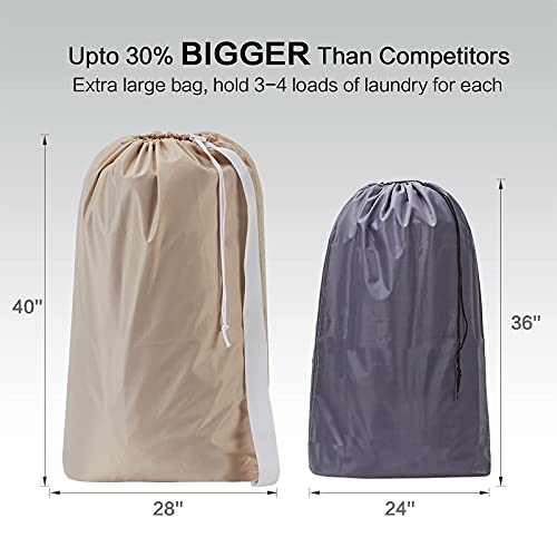 Homest Xl Nylon Laundry Bag With Strap, Large Dirty Clothes Organizer, Easy Fit A Laundry Hamper Or Basket, Can Carry Up To 4 Loads Of Laundry, Beige, (Patent Pending) #TOP2