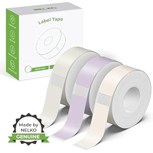 NELKO Genuine P21 Label Maker Tape, Adapted Label Print Paper, 14x40mm (0.55"x1.57"), Standard Laminated Labeling Replacement, Multipurpose of P21, 180 Tapes/Roll, 3-Roll, Beige/Brown/Purple