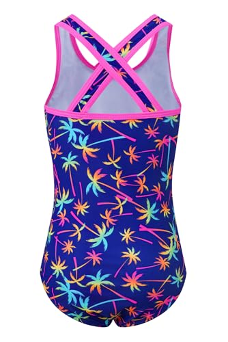 Image of Akokvlar Girl One Piece Swimsuit Rainbow Mermaid Bathing Suit Floral Swimwear