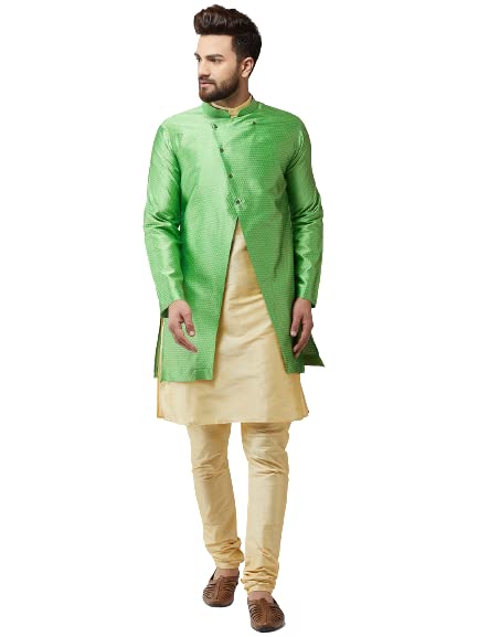 Image of SOJANYA Men's Silk Blend Solid Kurta & Pyjama Set