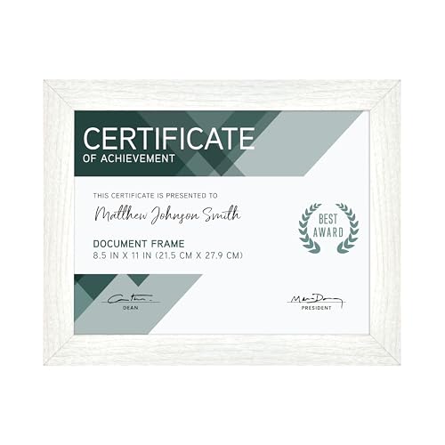 MCS Studio Gallery 8.5x11 Picture Frame White Woodgrain, Rectangle Photo Frame for Photos, Posters & Art Prints & Easel for Tapletop Display (1-Pack)