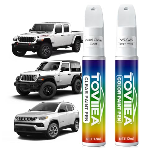 Toviiea Bright White(PW7/GW7) Touch Up Paint Compatible with JEEP 2-In-1 Car Scratch Remover Pen Car Paint Scratch Repair Kit for Scratches Chips & Nicks 2-PCS SET