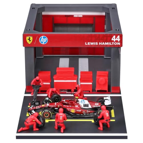 Bburago 1:43 Scale Formula Race Scuderia Ferrari SF-25 Pit Pass Paddock Set (2025), Hamilton #44 by Bburago - Used condition - US$33.85