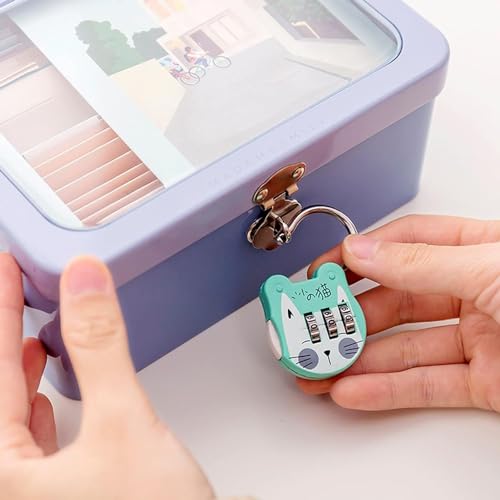 Image of Green 3 Digit Combination Padlock Hard Stainless Steel High Strength Luggage Suitcase Locker Room Padlocks Number Password Lock Combination Locks for Dorm Drawer Safe Lock Padlocks and Hasps