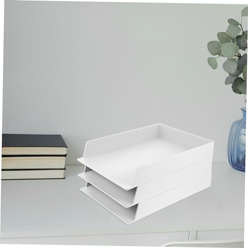 Étagère de rangement de documents empilable en plastique pour tri de bureau efficace