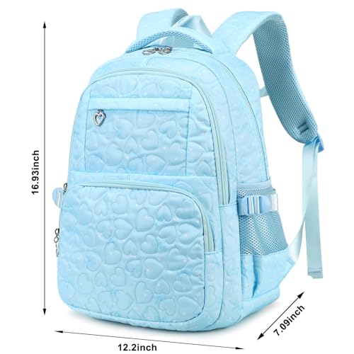 Joyfulife Bow Prints Backpack for Girls Backpack with Lunch Box Kids Bookbags Preschool Kindergarten Primary Elementary School Bags Teens Travel Back Pack (Blue)2