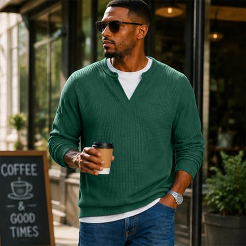 Waffle Long Sleeve Men Thermal Big And Tall Layered Comfort Waffle Tee - image 3