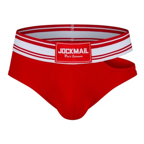 JOCKMAIL Men’s Briefs Sexy Low Rise U-Pouch Underwear with Cut-Out Front Ribbed Nylon Bikini Style2