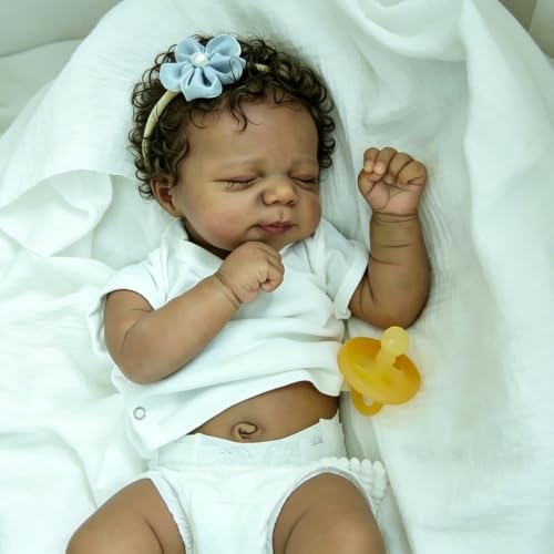 Muñeca Reborn Negra Vinilo Suave 18 Pulgadas Realista miniatura 3