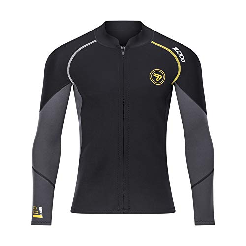 Wetsuit Top Men's 1.5mm Neoprene Wetsuits Jacket,Front Zipper Long Sleeves Diving Suit for Swimming,Snorkeling,Scuba Diving,Surfing (1.5mm-Black - Image 2