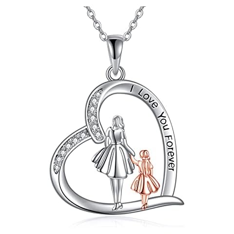 AXELUNA Mother Daughter Necklace Sterling Silver Love You Forever to My Daughters Jewelry from Mom Daughter Birthday from Dad Cover
