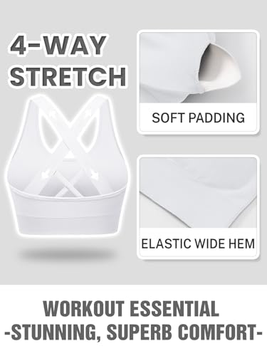 Image of Sports Bras for Women High Support, Multipack Padded Supportive Criss Cross Back Wireless Running Yoga Workout Bra