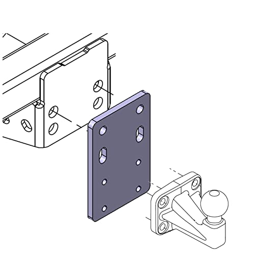 Universelle Adapterplatte zur Höhenverstellung 90mm auf 83x56mm der Anhängerkupplung für 2- und 4-Loch Flanschkugeln (höhenverstellbare AHK)