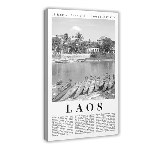 Impression sur toile bateau Laos 61x91 cm idée cadeau bureau