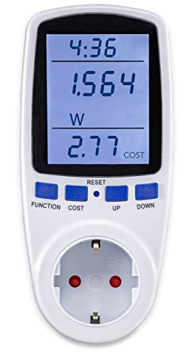 ChiliTec Energiekosten-Messgerät Stromkosten-Messgerät Verbrauchszähler Energiemesser für Steckdose - 230V Stromzähler grosses Display bis 3680 Watt Überlastschutz