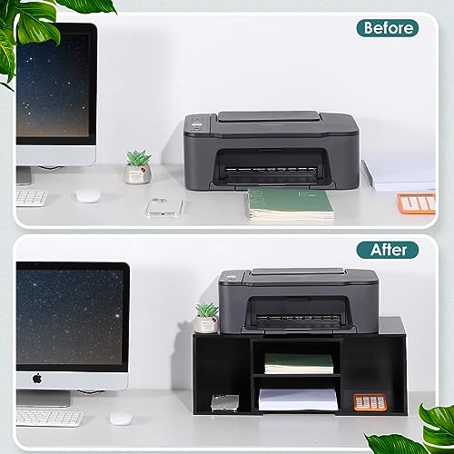 image for EMERIT Large Printer Stand, Adjustable Printer Table with Storage, 2-T