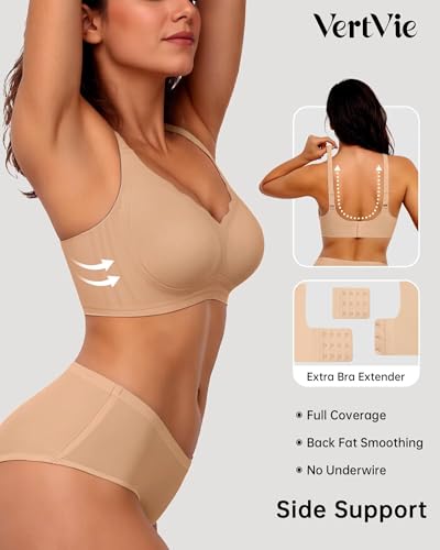 Image of Vertvie Women Seamless Jelly Bras No Underwire Supportive Wireless Push Up Full Coverage Bralette Comfy Scalloped T-Shirt Bra