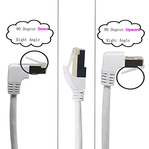 Cat6 Ethernet Cable 90 Degree Downward Right Angle, Cat 6 Right Angle Ethernet Cable 24 AWG Cat6 Network Cable for Router,Modem,Printer,Etc.