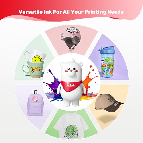 Image of InkSonic DTF Ink White 1000ML, Premium DTF Transfer Ink for PET Film, Refill Ink Compatible for All DTF Printer (White, 4 * 250ml)