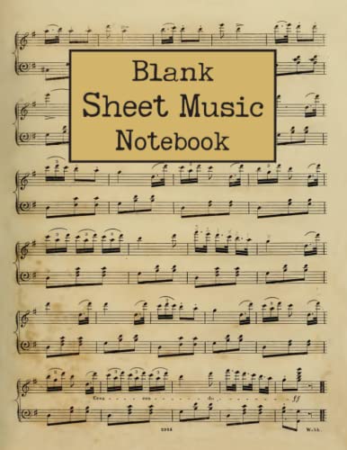 Blank Sheet Music Notebook: Vintage Cover Design | Music Manuscript Paper | Staff Paper Notebook | Musician's Notebook | 12 Staves per Page | 8.5"x11" | 120 Pages