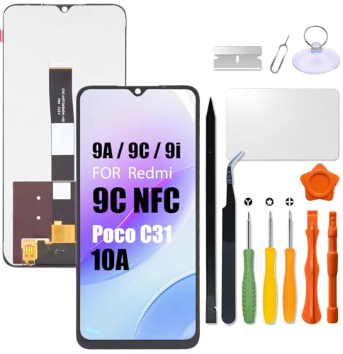 Replacement for Xiaomi Redmi 9A | 9C | 9i | 10A | Poco C31 LCD Screen for Redmi 9AT | 9c NFC M2006C3LG M2006C3MG M2006C3LVG LCD Touch Screen Display Panel Digitizer Assembly with Repair kit