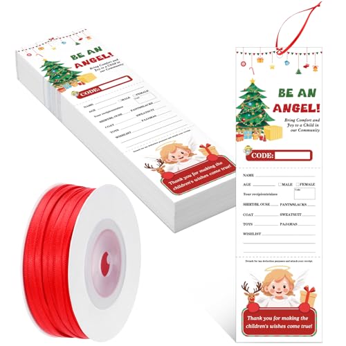 Gersoniel 100 Pcs Christmas Angel Tags 3x10 in for Giving Tree Wishes