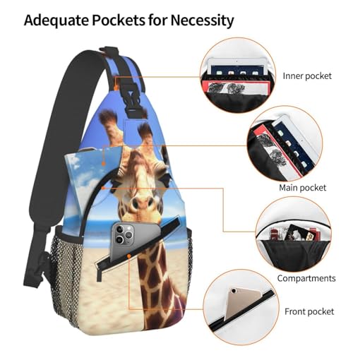 Cross Chest Bag Sling Backpack Beach Giraffe miniatura 3