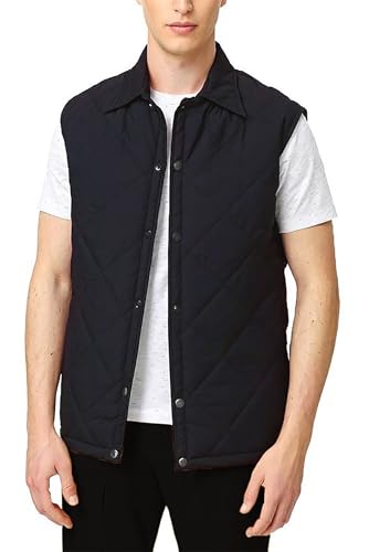 Men's Diamond Quilted Sleeveless Cotton Jacket - Western Cowboy Style Cosplay Vest for Men Brown & Black
