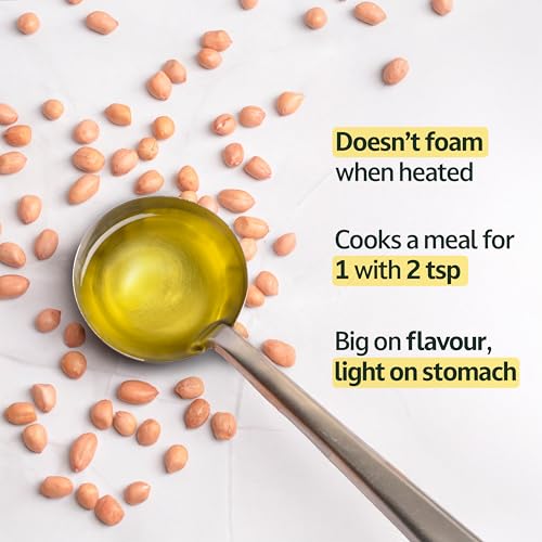 Image of Gramiyaa Cold Pressed Groundnut Oil 1 Litre| Traditionally Extracted | Chemical-free, Zero Trans-fat Cooking Oil | Unrefined | Kachi Ghani Peanut oil for Cooking (Pack of 3)