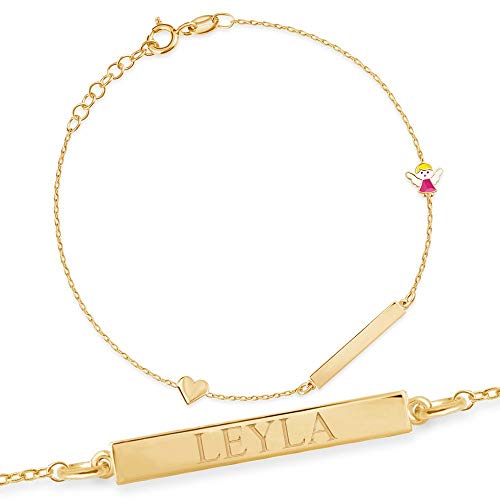 Maverton ID Kinder Armband 333 Gold - mit Namen + personalisierte Geschenkbox mit Gravur - Geschenk zur Geburt Taufe Geburtstag - Länge: 13 - 17 cm - 8 Karat Cover