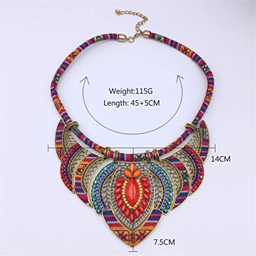 YAZILIND Ethnic Style Chunky Colorful Collar Festival Tribal Beaded Bib Choker Costume Necklace3