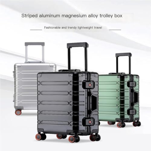 Suitcase All-aluminum Magnesium Alloy Suitcase Universal Wheel High-end Aluminum Frame Trolley Case 20-inch Suitcase Suitcase Tags(Silver,20in)2