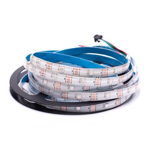 Image of WS2812B LED Strip Individual Addressable Light Full Color SMD 5050 RGB Pixel Strip DC5V (30Pixels /m 150Pixels 16.4FT 150LEDS Waterproof IP65, White PCB)
