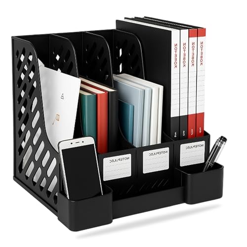 DaKos Multipurpose Desk Organizer – 4-Section File Rack, Paper Ho...