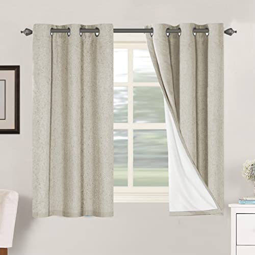 Image of H.VERSAILTEX 100% Blackout Curtains for Bedroom Thermal Insulated Linen Textured Curtains Heat and Full Light Blocking Drapes Living Room Curtains 2 Panel Sets, 42x54 Inch, Cobblestone