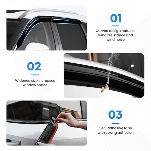 Image of Rogue Rain Guard - Window Visors for Nissan Rogue 2021-2025 2026, Out-Channel Side Window Rain Guards for Rogue, 4PCS, Black, Car Accessories