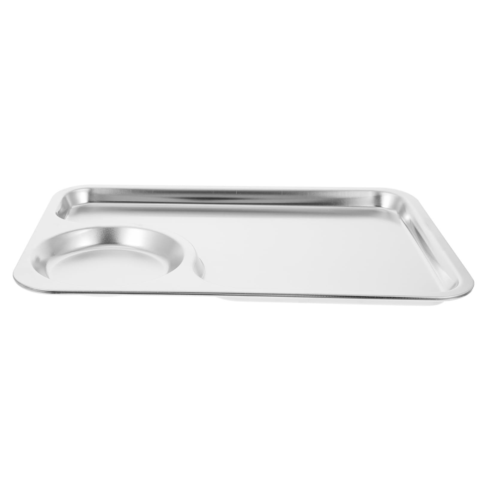FUNOMOCYA 1pc Snack Plate Dessert Tray Chip and Dip Serving Bowl Desert Plate Snack Tray Appetizer Serving Dish Pizza Serving Tray Cutlery Tray Snacks Plate Silver 201 Stainless Steel