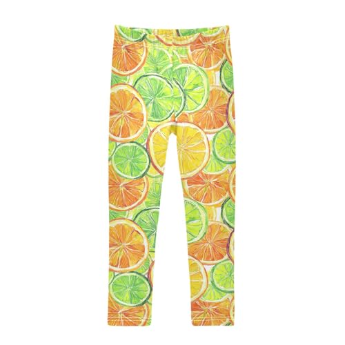 Citrus Fruit Slices Girls' Leggings Toddler Doodles Kids Yoga Pants Dance Active Tights 4T
